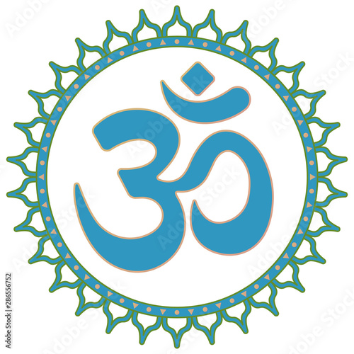 OM colorful symbol summer round mandala. Decorative ornament in oriental style