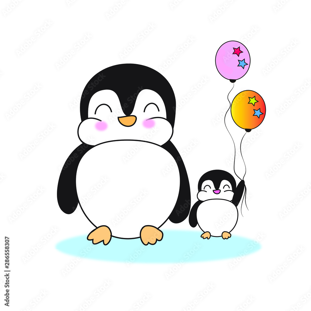 penguin family, walk together penguin family, walk together