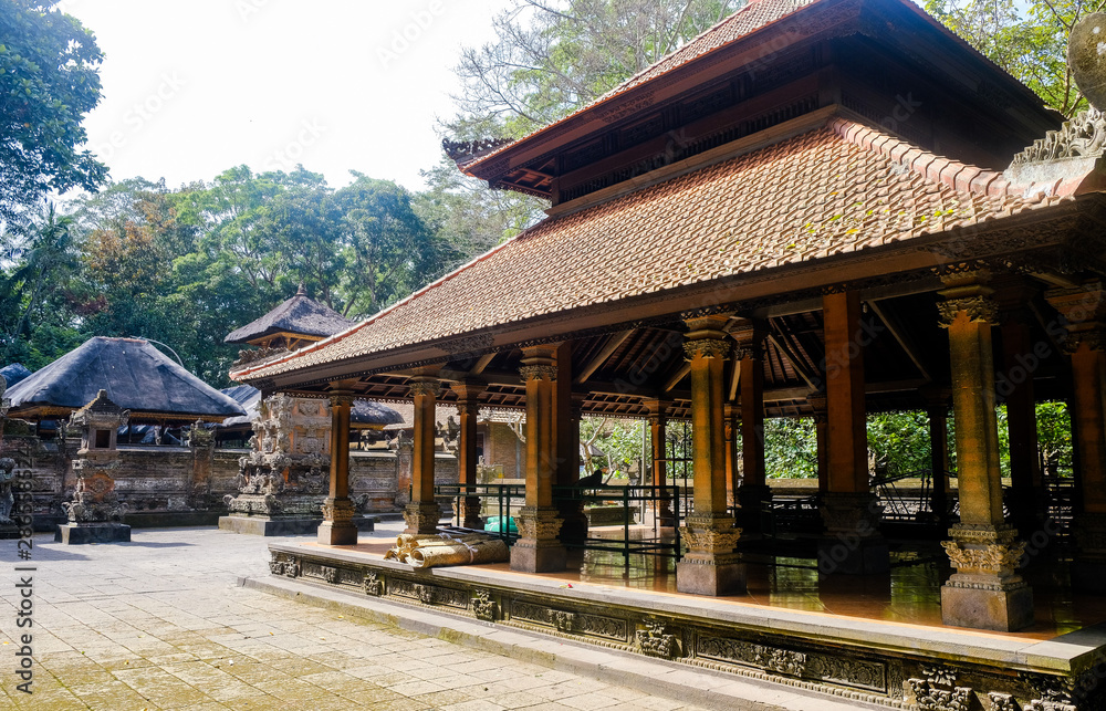 Temple in the monkey forest near Ubud. An ancient temple in the jungle, Bali, Indonesia.