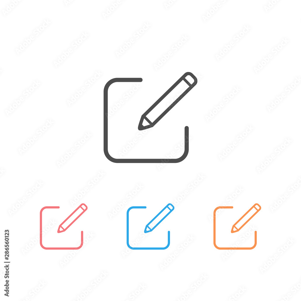 Edit Icon Set. Pencil icon for simple flat style ui design - Vector Edit Icon Set. Pencil icon for simple flat style ui design - Vector