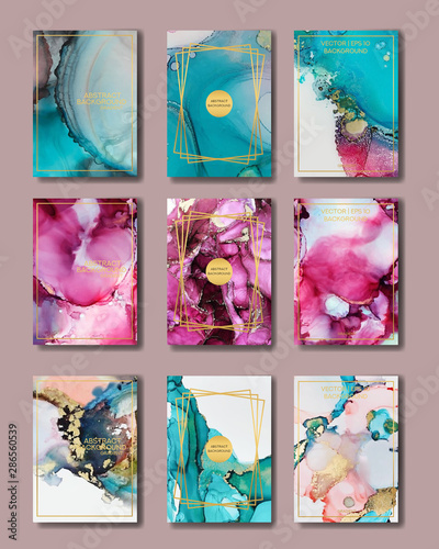 the big set of liquid marble with gold. flyer, business card, flyer, brochure, poster, for printing. trend vector