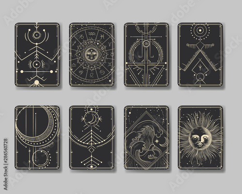 Vector illustration set of moon phases. Different stages of moonlight activity in vintage engraving style. Zodiac Signs