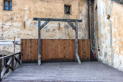 old gallows in the courtyard of the castle