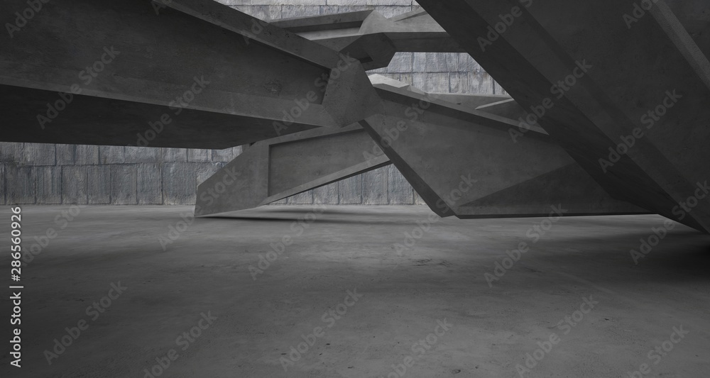 Abstract white and concrete interior. 3D illustration and rendering. Abstract white and concrete interior. 3D illustration and rendering.
