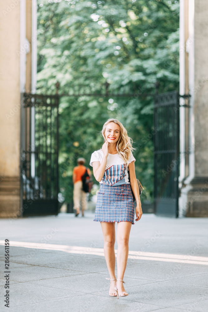 attractions significant places of Germany. beautiful smiling girl in Berlin. attractions significant places of Germany. beautiful smiling girl in Berlin.