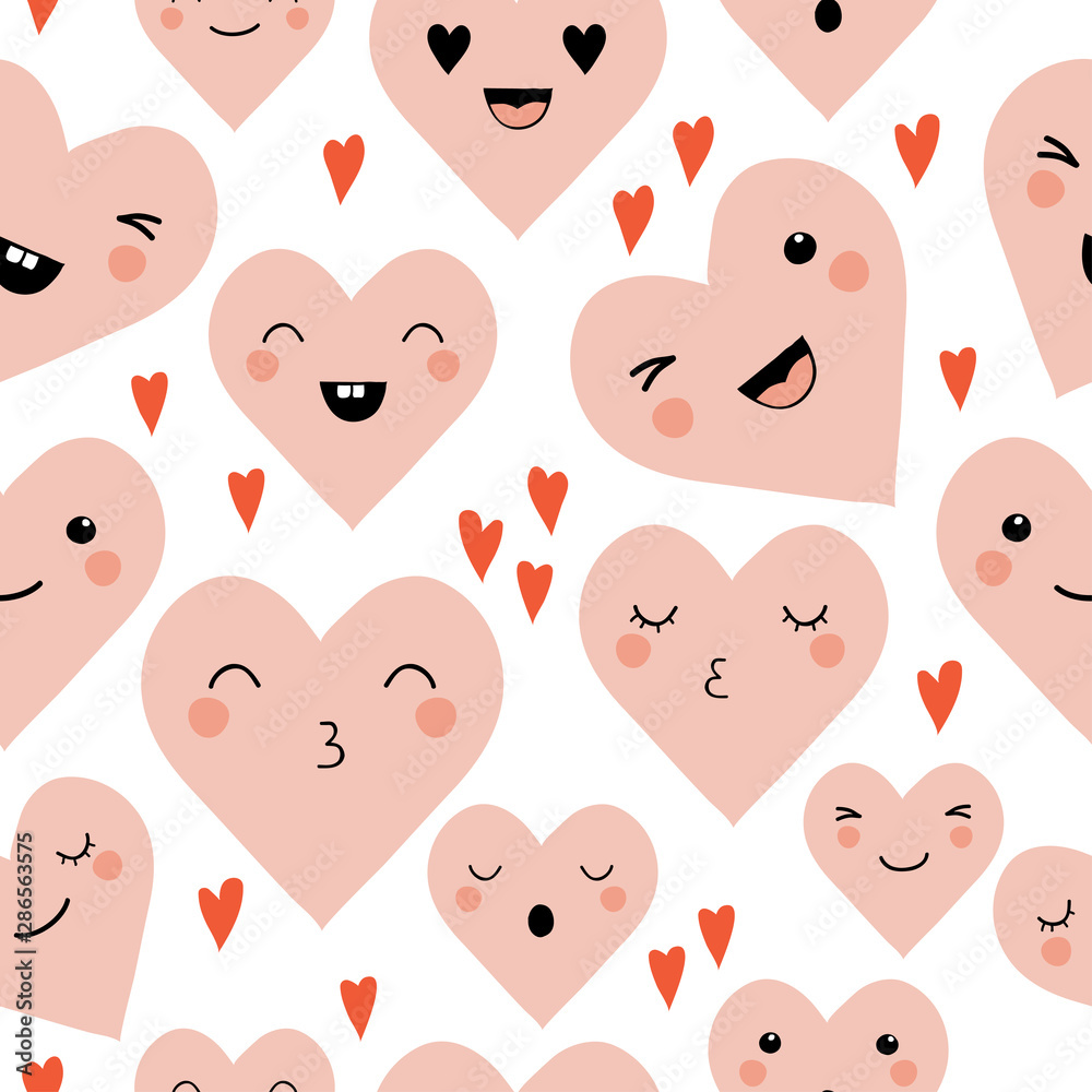 Cute cartoon emotion hearts