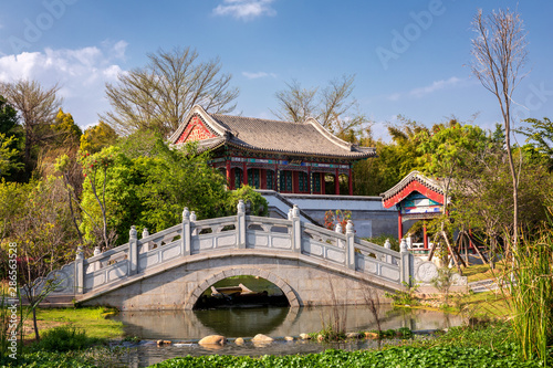 Chinese Temple, The Xiamen International Garden & Flower Expo Park, Jimei District, Xiamen, Fujian, China photo