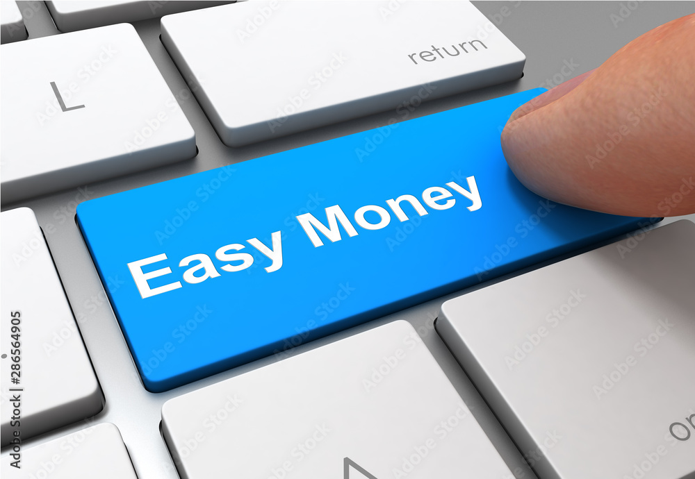 Fototapeta premium easy money push button concept 3d illustration