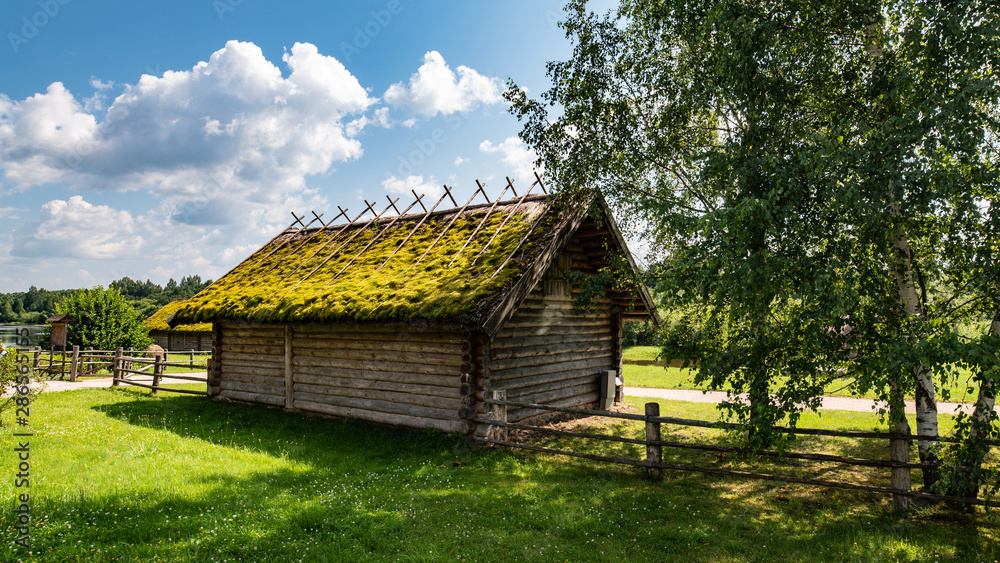 Fototapeta premium old log house in the village