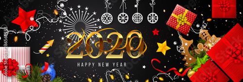 2020 New Year. 2020 Happy New Year greeting card. 2020 Happy New Year background.