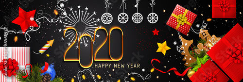 2020 New Year. 2020 Happy New Year greeting card. 2020 Happy New Year background.