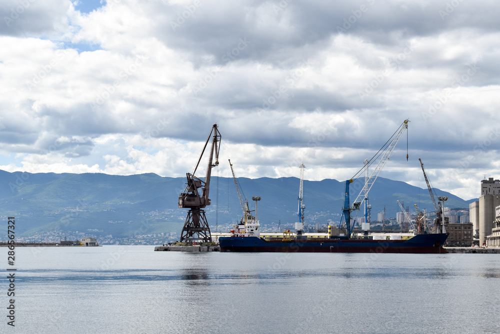 Big cargo ship in Rijeka port, Croatia