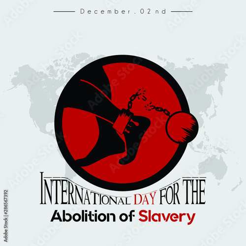 International Day for the Abolition of Slavery, Black red icon, left foot bleeding with broke Footcuffs and iron ball Icon
