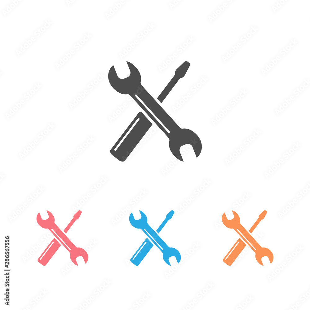 Screwdriver with key icon set symbol. Premium quality isolated equipment element in trendy style. Screwdriver with key icon set symbol. Premium quality isolated equipment element in trendy style.