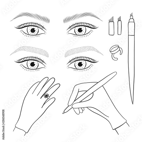 Microblading, microshading eyebrows.