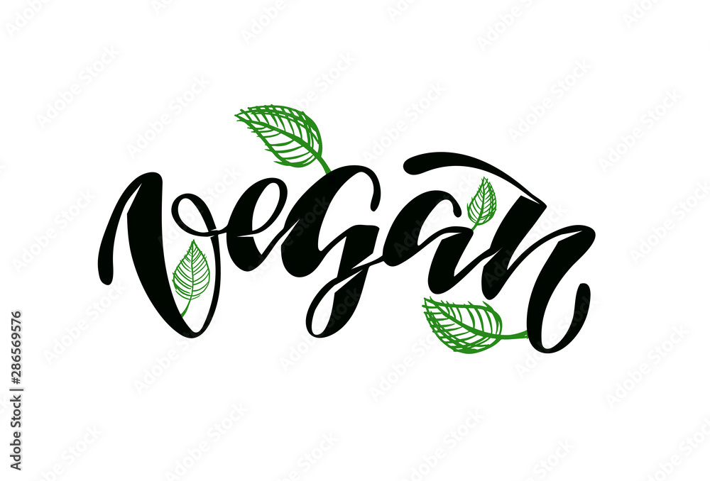 Vegan eco label - cute hand drawn doodle lettering template poster banner icon