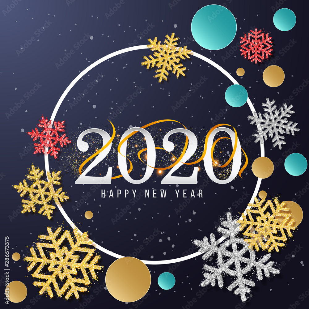 Naklejka premium 2020 New Year. 2020 Happy New Year greeting card. 2020 Happy New Year background.