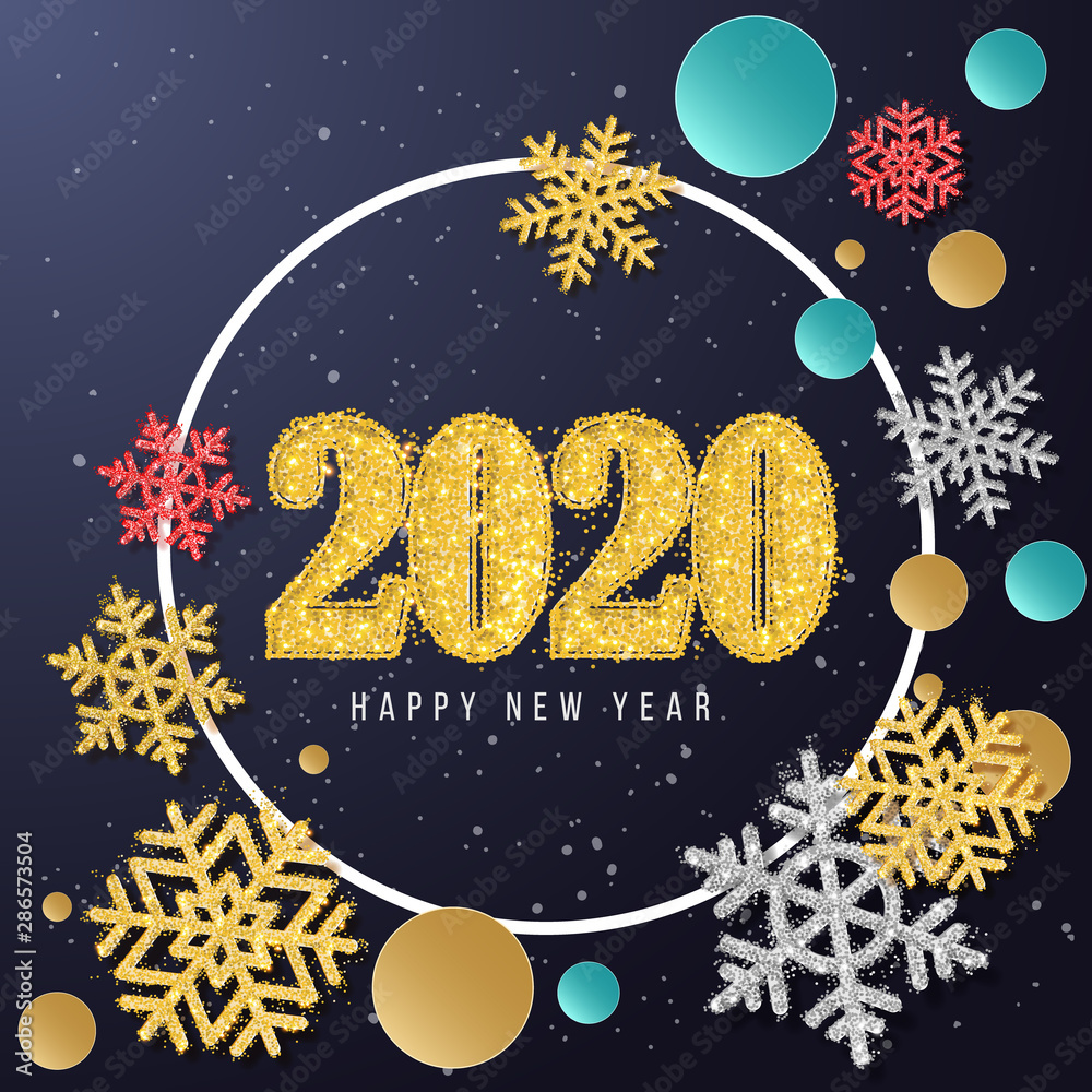Naklejka premium 2020 New Year. 2020 Happy New Year greeting card. 2020 Happy New Year background.