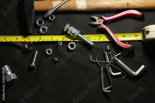 construction tools on a black background