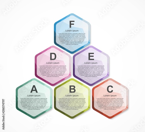 Hexagon options infographics template. Infographics for business presentations or information banner.