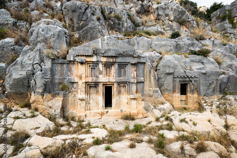 Rock-cut tombs in Myra, Turkey
