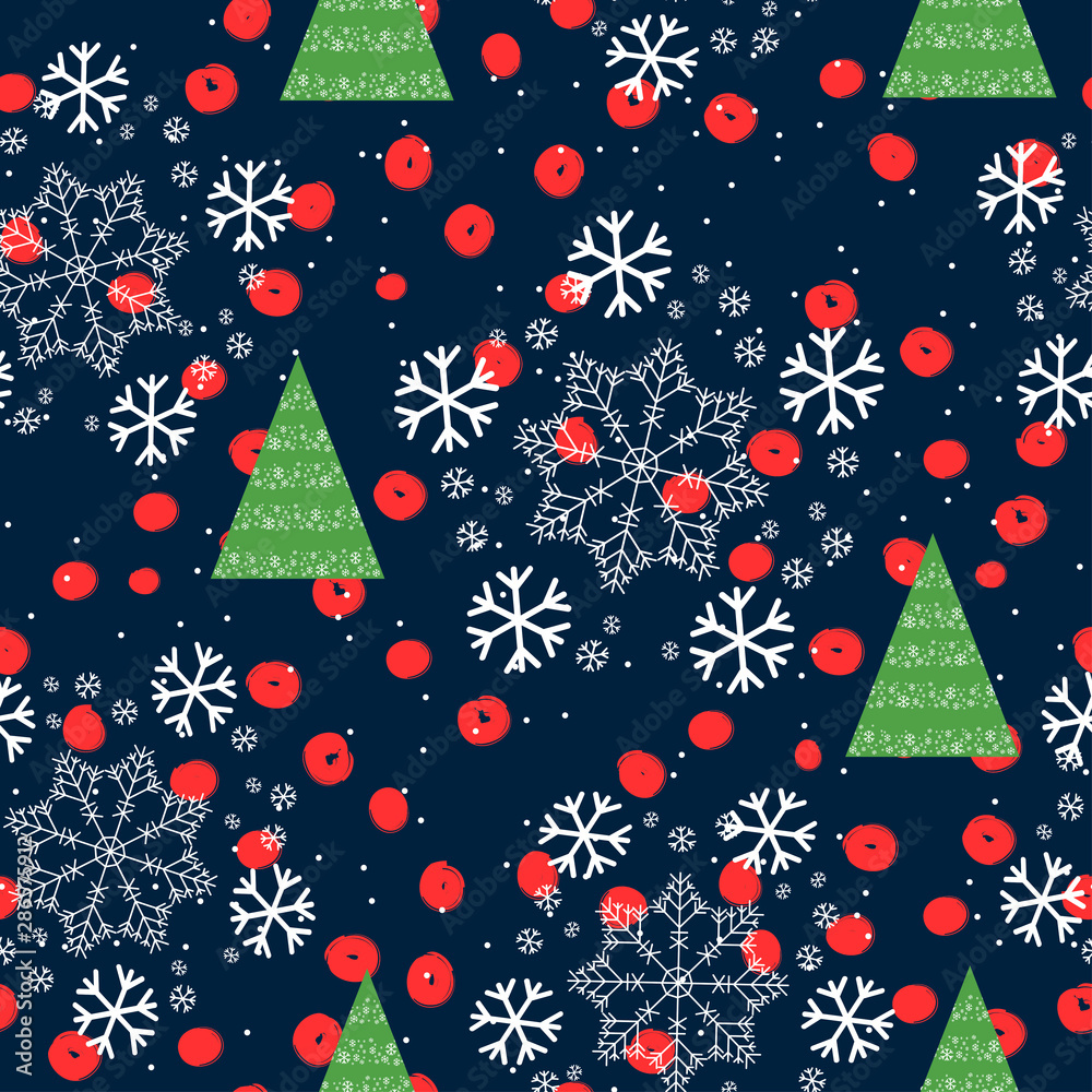 Seamless pattern with Christmas trees and snow - Vector Seamless pattern with Christmas trees and snow - Vector