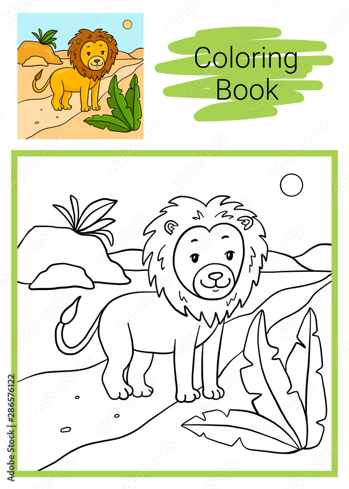 Naklejka premium Lion. Coloring book.