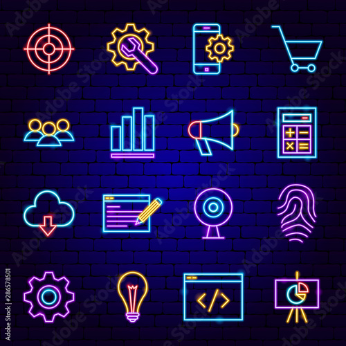 Website Development Neon Icons