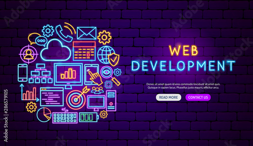 Web Development Neon Banner Design
