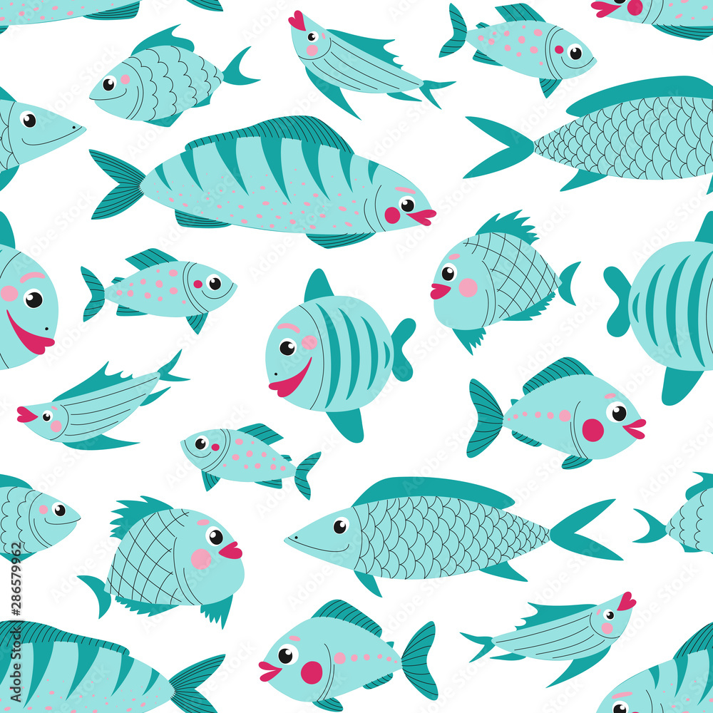 Seamless pattern cute fish for decoration design. Seamless pattern cute fish for decoration design.