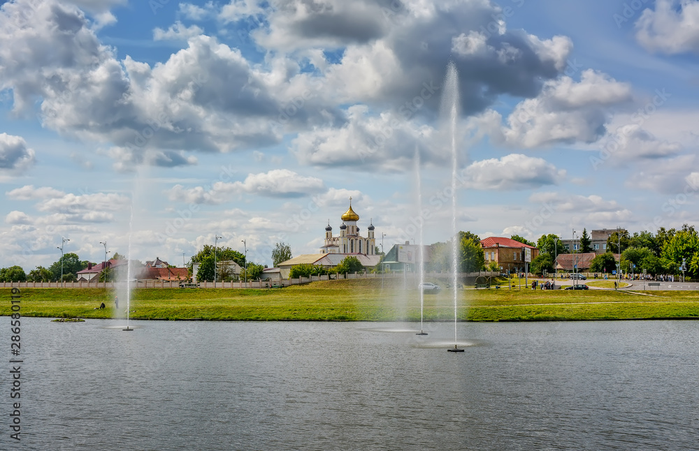 Naklejka premium Sunday afternoon in the town of Lida.