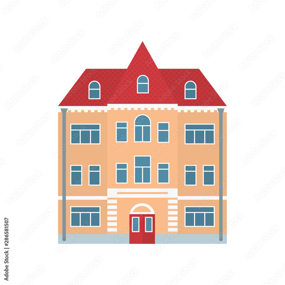 Building. Old town. Vector illustration in flat style