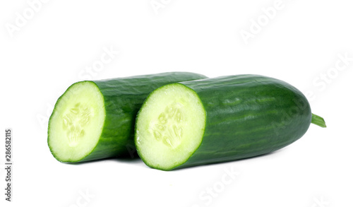 .sliced â€‹â€‹cucumber on a white background