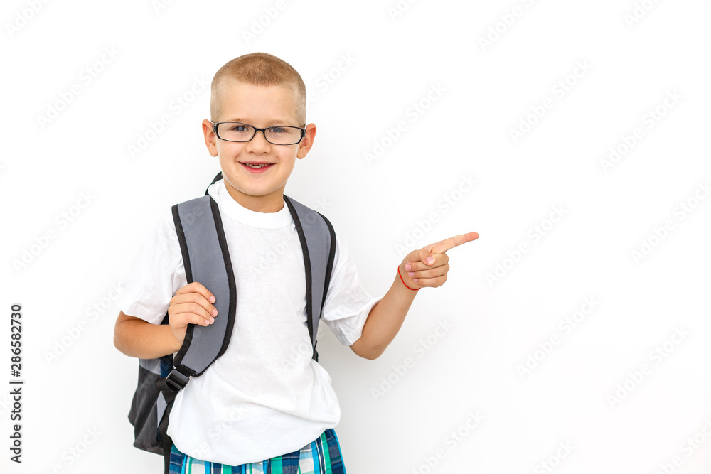 Elementary school student - isolated over a white background Elementary school student - isolated over a white background