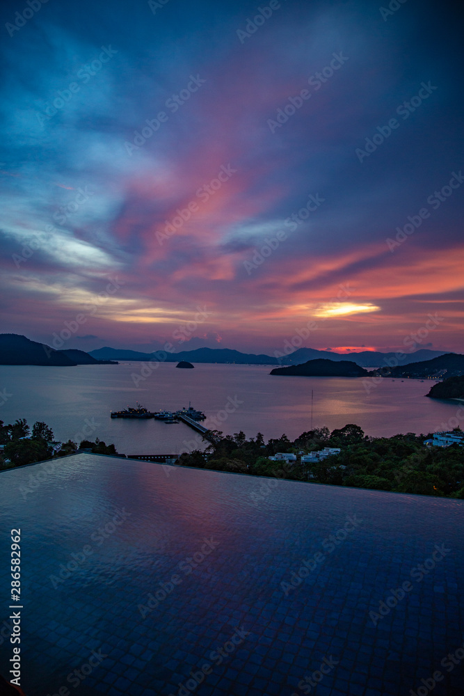 Phuket sunset views from baba nest beach club, in Thailand