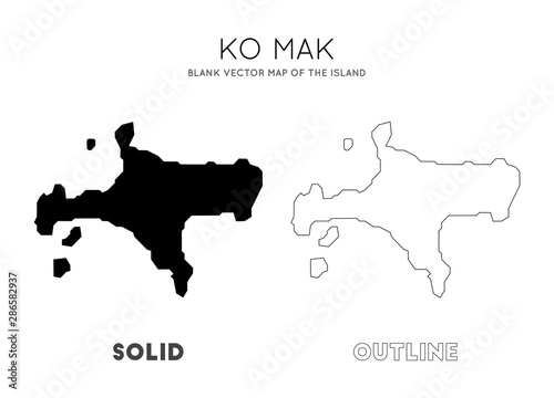 Ko Mak map. Blank vector map of the Island. Borders of Ko Mak for your infographic. Vector illustration.