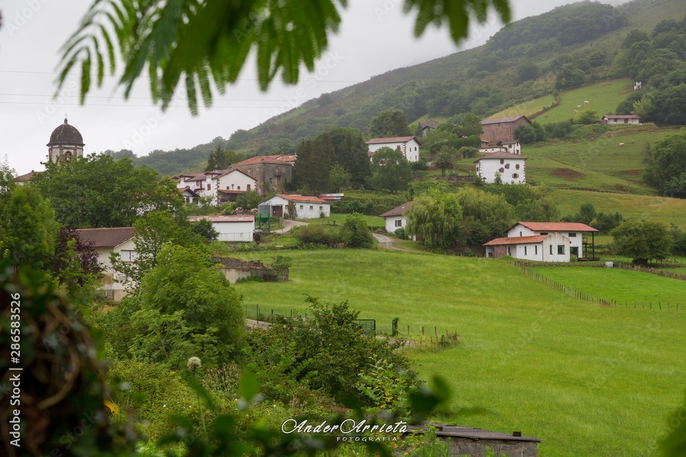 Navarrese village on a cloudy summer day, Orbaiceta
