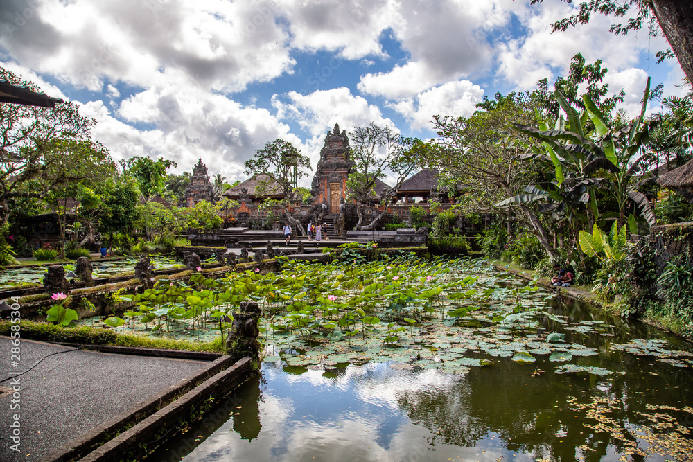 Ubud temple with pond in Bali Indonesia Ubud temple with pond in Bali Indonesia