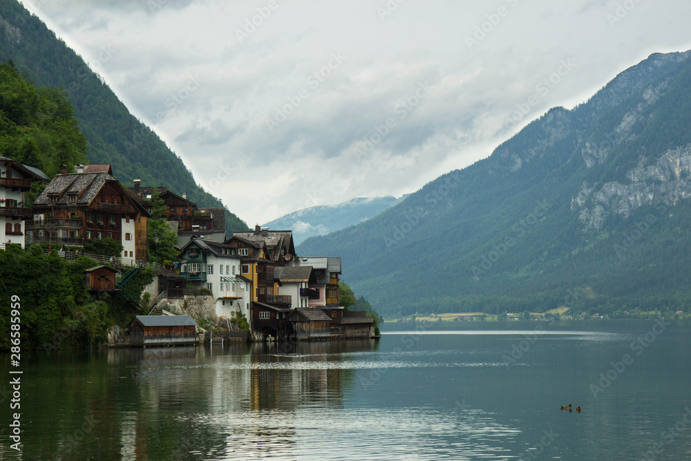 Fototapeta premium view of famous Hallstatt village in Austria