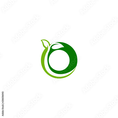 Combination of leaf and initial letters O logo design vectors