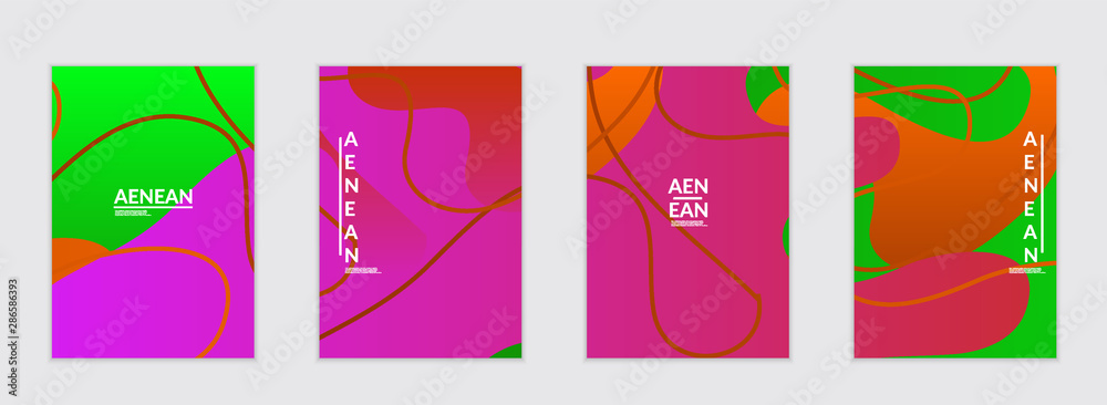 Abstract flyer templates with wavy gradient shapes and curvy lines