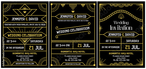 Wedding Invitation Art Deco Gatsby's Roaring Twenties Style vector art