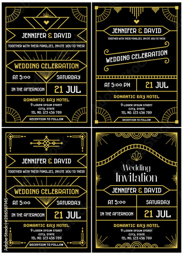 Wedding Invitation Art Deco Gatsby's Roaring Twenties Style vector art