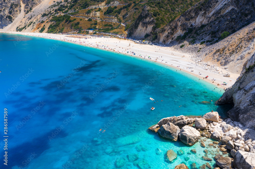 Famous Myrtos beach in Kefalonia island, Greece.