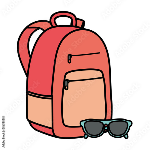 schoolbag with summer sunglasses accessory