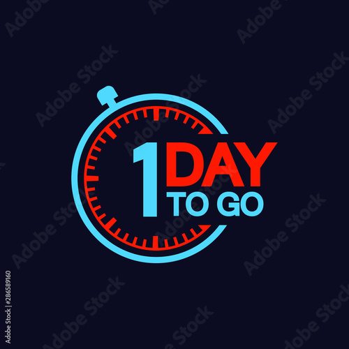 1 day to go last countdown icon. Vector illustration