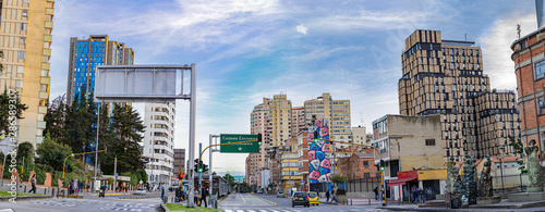Tropical city between mountains Bogotá Colombia, paradise with mountain photo