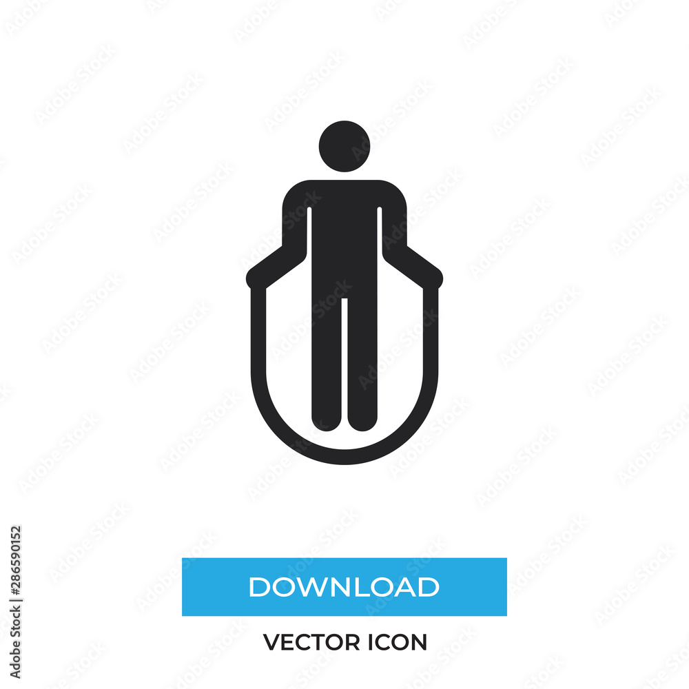 Jumping rope vector icon, simple car sign. Jumping rope vector icon, simple car sign.