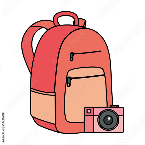 schoolbag with camera photographic icons