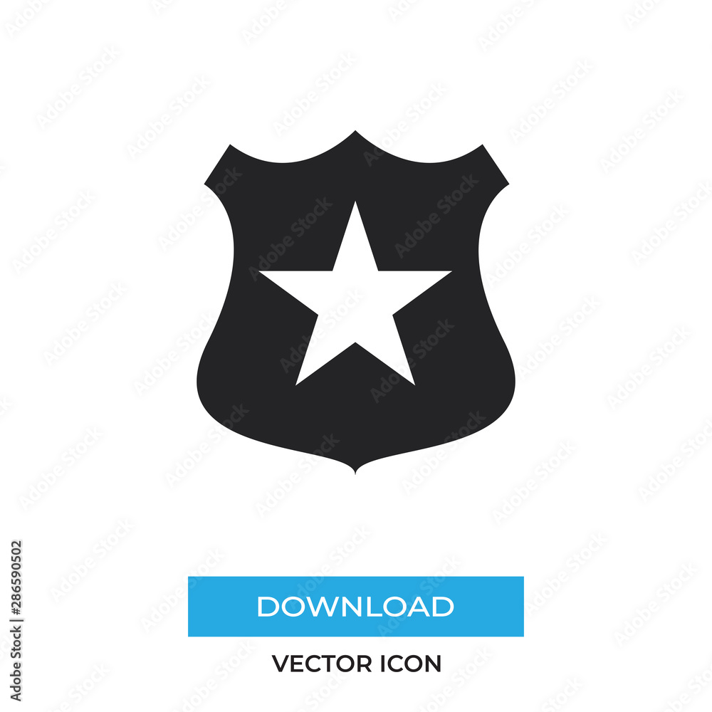 Police shield vector icon, simple car sign. Police shield vector icon, simple car sign.